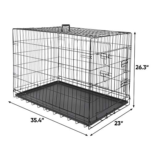 ZENY 36 inch Dog Crate Double Door Folding Metal Dog or Pet Crate Kennel with Tray and Handle - Image 3