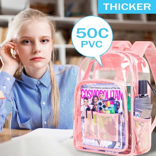 Image of AGSDON Clear Backpack, Heavy Duty Transparent Bookbag, See Through PVC Backpacks for Women Men