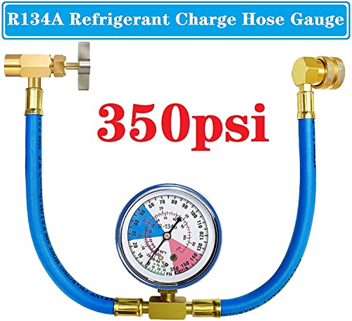 R134A A/C Refrigerant Freon Charge Hose With Gauge Set Bpv31 Bullet Piercing Tap Valve Kits R134A Can To R12/R22 Port Ac 1/2 Replace Universal Retrofit Valve Kit For Ac/Hvac System (Gauge A) #TOP2