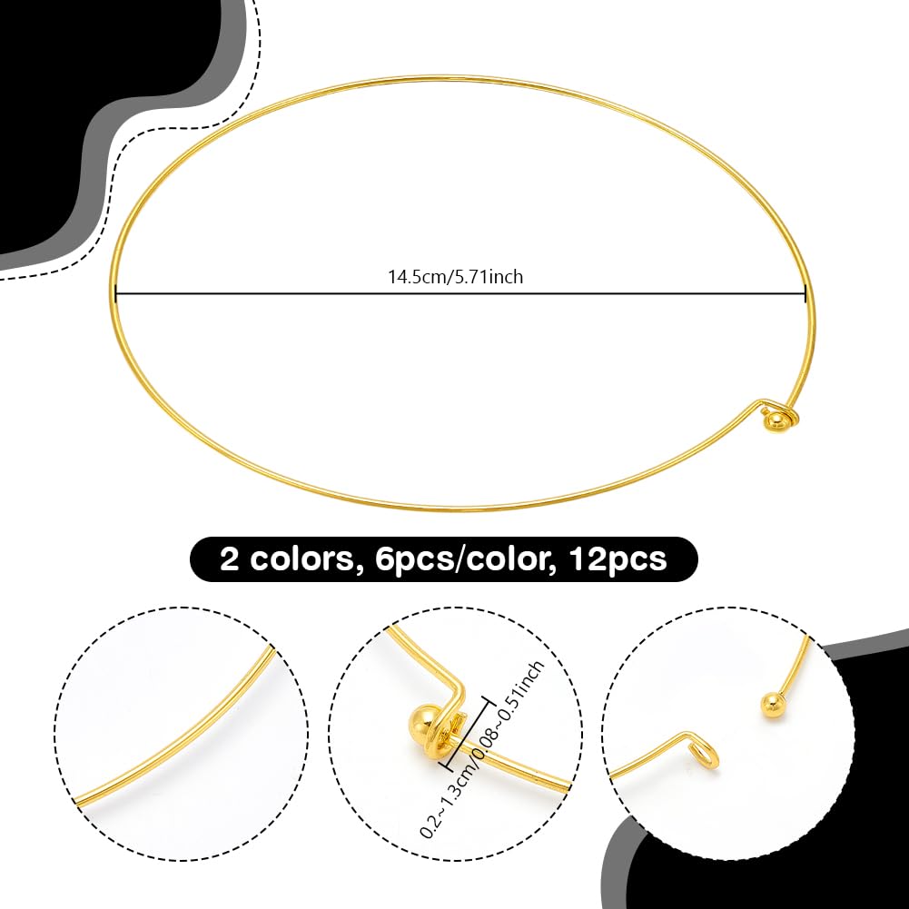 UNICRAFTALE 12 pezzi in 2 colori, 14,5 cm, filo per donna, collana girocollo in platino, collana aperta in metallo, semplice choker, per la creazione di gioielli fai da te