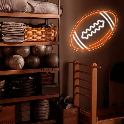 Image of Football Neon Sign, Football Shaped Neon Light for Wall Decor, LED Football Signs for Bedrooms and Game Rooms Man Cave, Teens, Boys, Girls, Gift for Football Fans