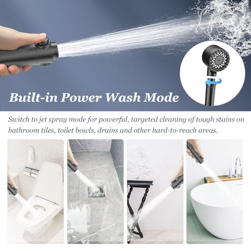 FEELSO Filtered Shower Head with Handheld, High Pressure 4 Spray Showerhead with Filters & Upgraded Anti-clog Nozzles for Hard Water -Remove Chlorine, Reduce Dry Itchy Skin -ON/OFF Switch for Pet Bath - Image 8