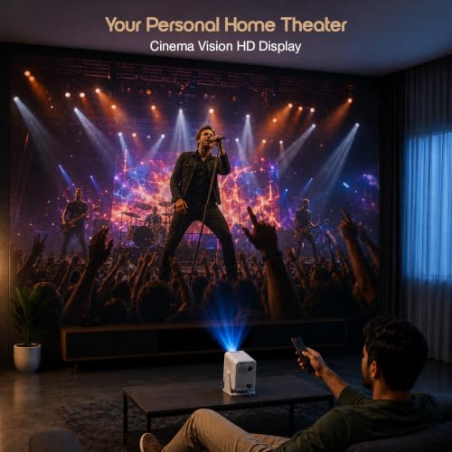 Image of Sekyo Prizm Mini Portable Projector for Room, 1080P & 4K HD Support, Android, 5000 Lumens, 230 Rotatable, 240 inch Screen, HDMI Port, All OTT Apps, WiFi6 /Bluetooth /Cast, Auto Keystone, Home Cinema