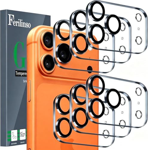 Image of Ferilinso 6Pack Camera Lens Protector for iPhone 17 Pro Max, Tempered Glass | 9H+ Hardness, Military-Grade Shatterproof Camera Cover, Case Friendly, HD, Anti-Scratch, No Flash Glare for Night Shooting