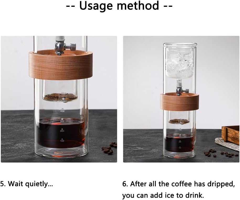 Portable Cold Brew Coffee Maker – Premium Borosilicate Glass Drip Tower with Adjustable Flow Control | 800ml Iced Coffee Maker for Home and Office Use | Low-Acid Smooth Coffee Brewing System