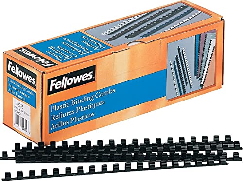 Image of Fellowes 3 /8-Inch Plastic Binding Combs, Classroom Must-Haves School Supplies, 55-Sheet Capacity, 100-Pack, Black (52325)