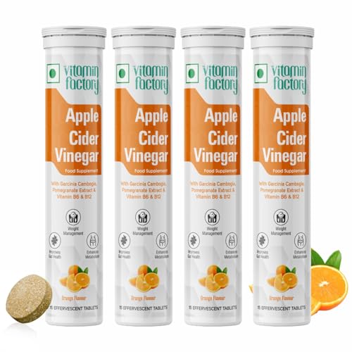 Apple Cider Vinegar with The Mother - Effervescent Tablets 1000MG AVC Enhanced with Garcinia Cambogia, Pomegranate Extract & Vitamin B6 & B12 Orange Flavour (60 Effervescent Tablets)