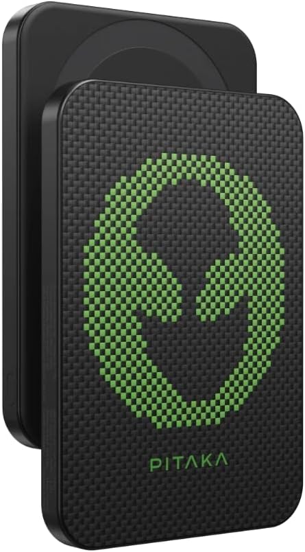 pitakaMagsafe Power Bank 5000mAh, 15W Wireless Portable Charger Fast Charging, Compatible for iPhone & Samsung Devices Aramid Fiber Magnetic Qi2 (Alien)