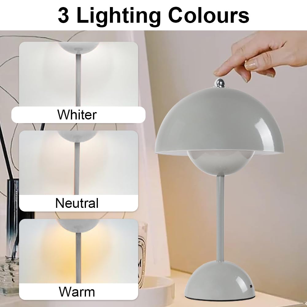 Lampada Da Tavolo A LED Fungo, Senza Fili, Touch, Ricaricabile USB Per L'Apprendimento, Decorativa - Blu - 9