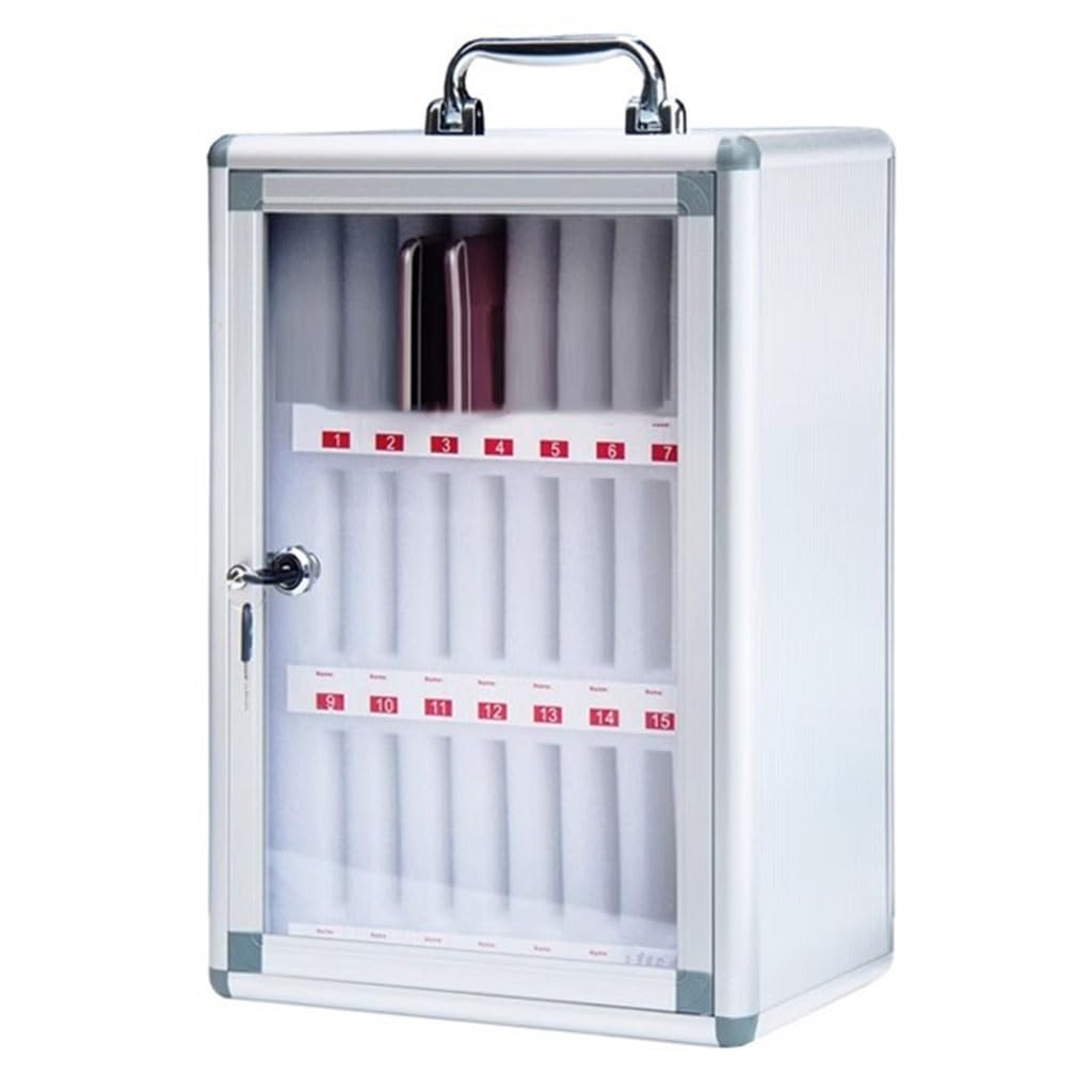 Rangement smartphone pour classe et bureau armoire argentée à clé