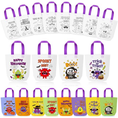 Image of 24Pcs Halloween Monster Coloring Goodies Bags for Kids DIY Party Supplies