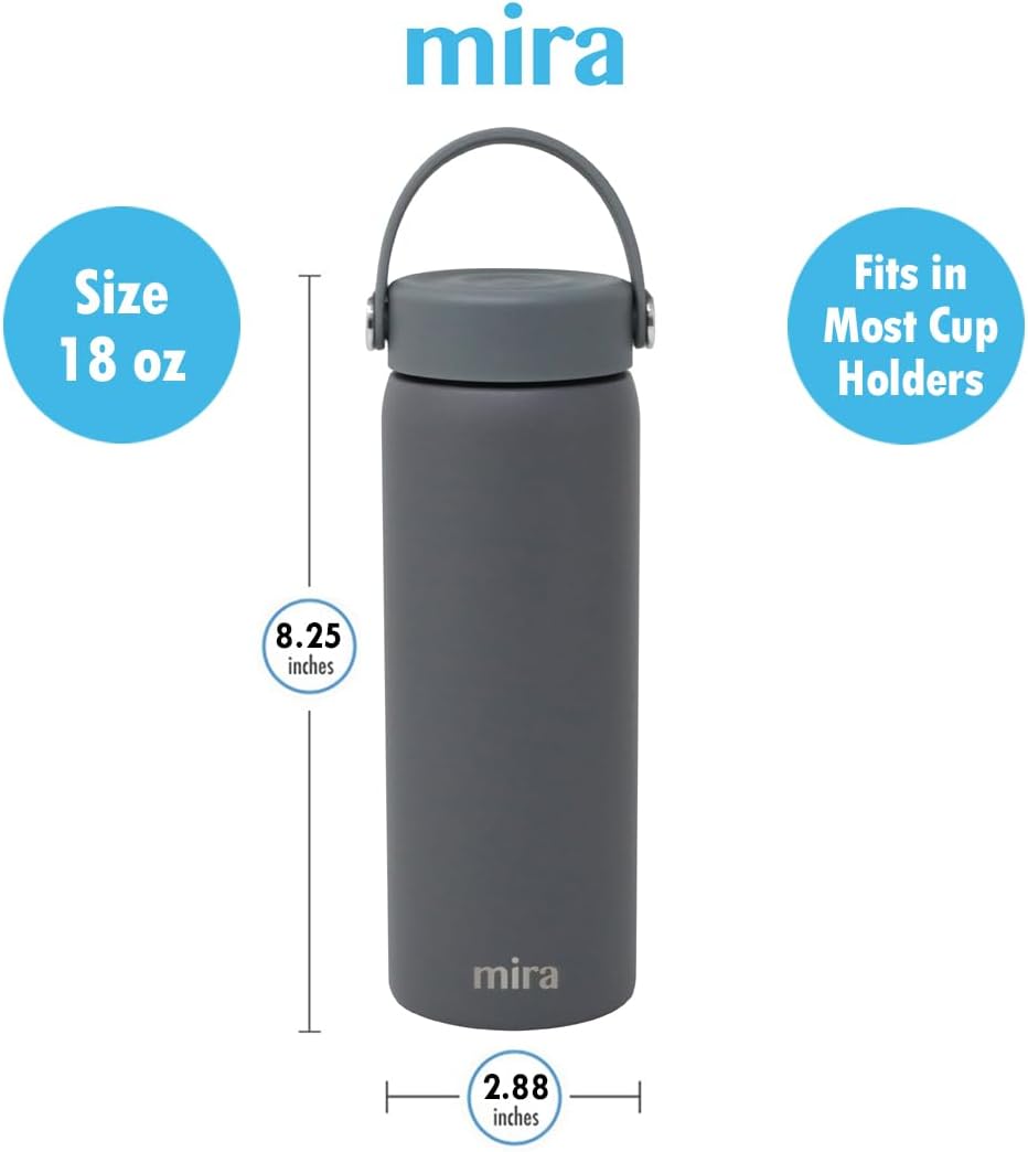 MIRA 18 oz Tea Infuser Thermo - Stainless Steel Travel Bottle with Removable Strainer for Loose Leaf Tea - Insulated Hot & Cold Brew Steeper - Smoke Gray - Image 8