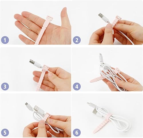 Miniatura 4 de Bridas reutilizables, bridas de silicona, 20 bridas de goma, gestión de cables, artículos esenciales de playa diarios, suministros de oficina,