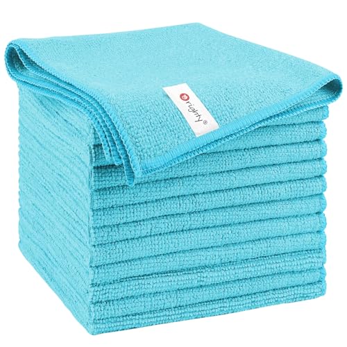 Orighty Microfiber Cleaning Cloth, 12 Pack Microfiber Towels for Cars, Highly Absorbent Car Cleaning Supplies, Lint Free Cloths Clean Rags for Car Care, House, Kitchen, 12x12 inch, Blue