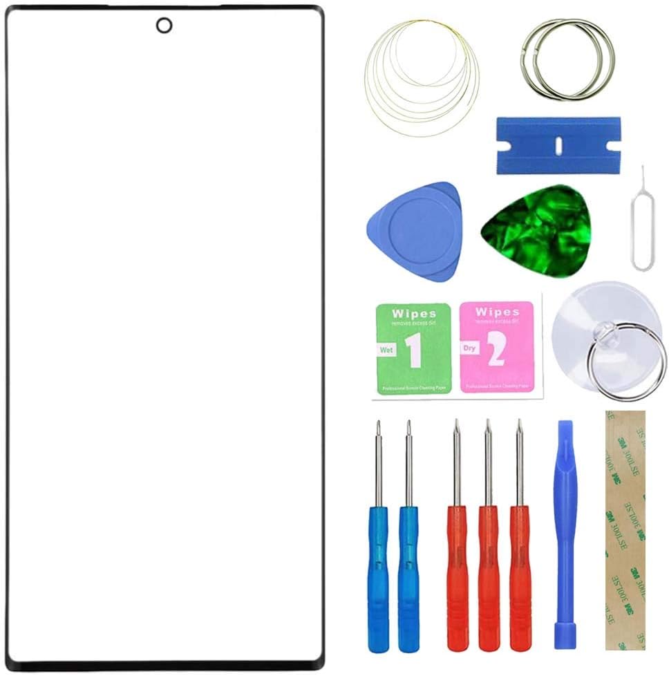 Screen Replacement Front Glass Repair Kit Genuine for Samsung Galaxy Note 10+/Plus 4G/5G N975F (No Touch and LCD Display) with Separation Tool and 3M adhesive Black