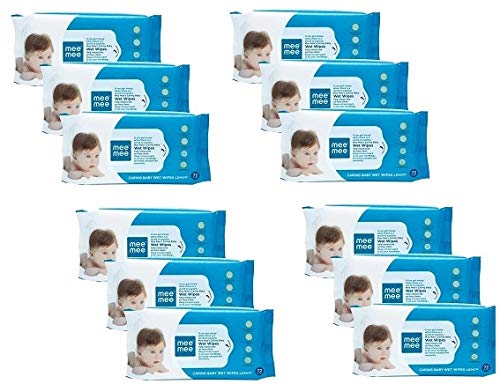 Mee Mee Caring Baby Wet Wipes, Lemon Fragrance (72 Pieces) (Pack of 12)