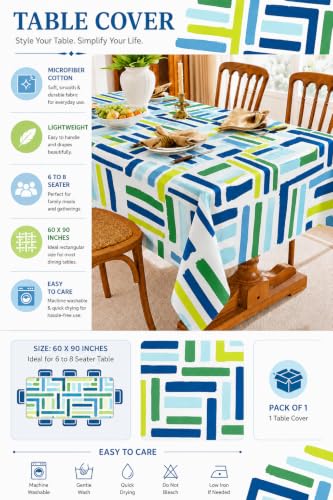 Image of Amazon Brand - Umi Super Soft Brushed Microfiber Cotton Dining Table Cloth, Printed Rectangular 6 Seater Table Cover 60X90(Inches)
