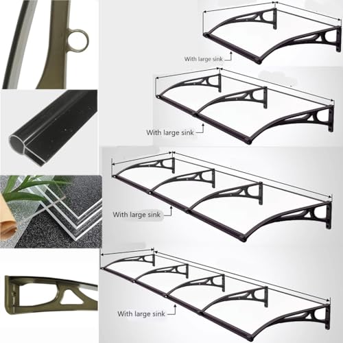 Toldo Exterior de policarbonato Color Verde Azulado, Refugio contra la Lluvia para Ventana, toldo para Puerta Principal con Soporte de Aluminio para Mesa de café, Porche y Puerta t