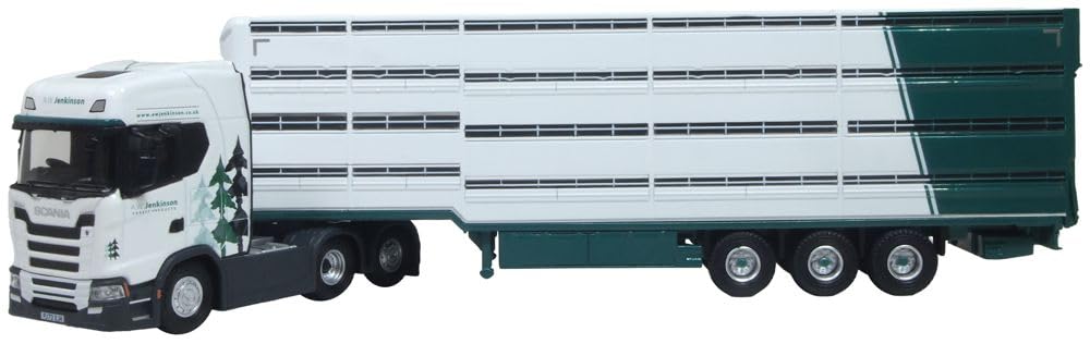 Oxford Diecast Scania S Series Livestock Trailer A W Jenkinson 76SNG006 1:76 Haulage Diecast Collectible Toy Vehicle for Adults