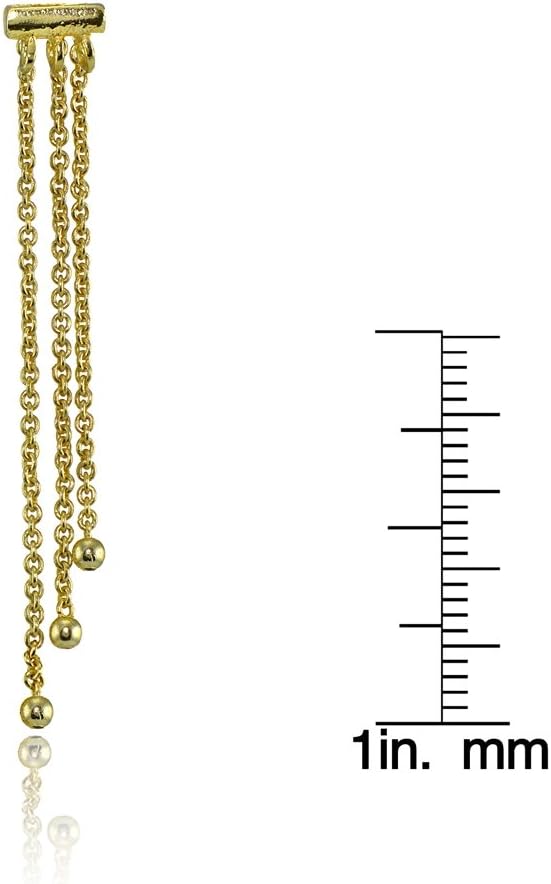 Sterling Silver Dainty Beads Chain Drop Dangle Earrings