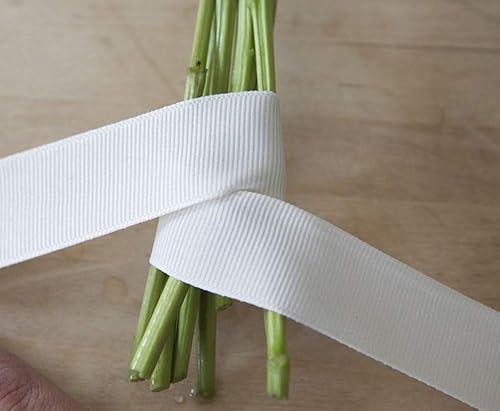 Miniatura 6 de YAMA Rollo de cinta de grogrén sólido, 1 pulgada, 25 yardas para cintas de envoltura de regalos, color blanco