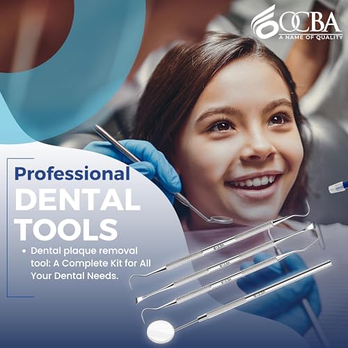 OCBA Zahnarzt Instrumente Zahnpflege Set 4Pcs Dental Kit Edelstahl Zähne Kit Professionelle Zahnsonde Zahnhygiene Tools Mundspiegel Zahnstein Schaber