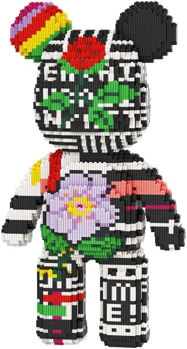 Assembled DAHONPA Rose Flower Painting Bear Micro Building Blocks Set