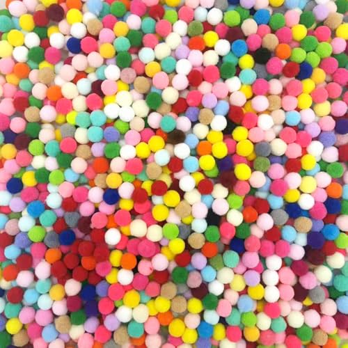 2000PCS Pom Poms 0.39inch/10mm Multicolor Polypropylene Pompoms for Craft Making Soft Fluffy Puff Balls for DIY Arts and Bulk Craft Making Decorations Supplies