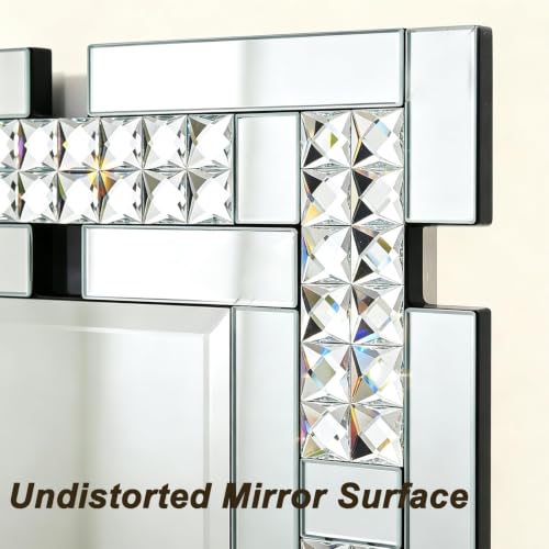 Chende 32" x 47" Crystal Large Wall Mirror for Decor Living Room - image 3
