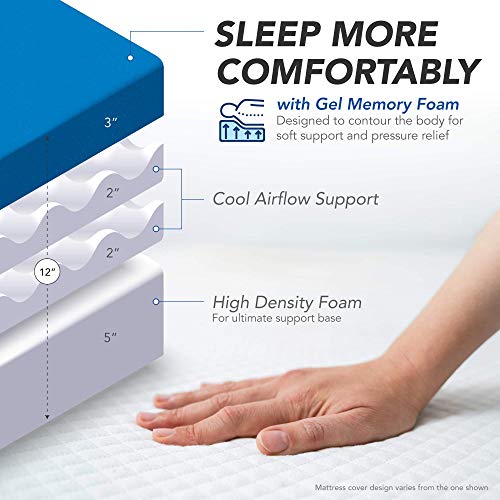 12" Cooling Gel Memory Foam Mattress and Free Pillows (Medium Firm - RV King 72x80)