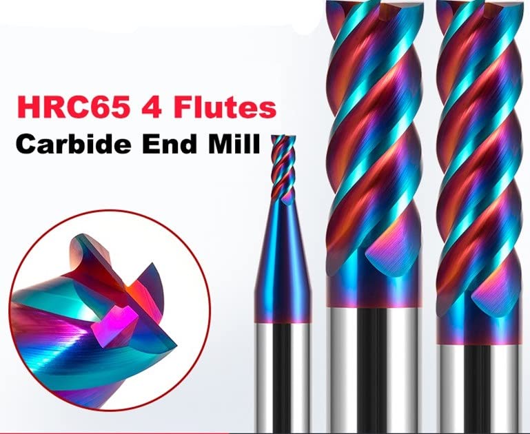 1個 HRC65 CNCカーバイドエンドミルズ-4フルートタングステンマシンミリングカッターツールフェイスルーター (Cutting