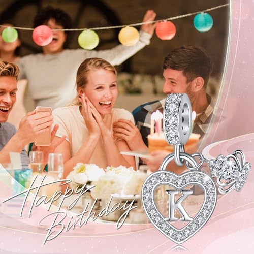 Letter Charms for Charms Bracelet: Silver Heart Alphabet Initial Dangle Charms Bead for Bracelets and Necklaces, Birthday Mother's Day Christmas Jewelry Gifts For Women4