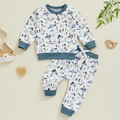 Toddler Baby Boy Fall Winter Clothes Duck Hunting Outfit Mallard Duck Sweatshirt And Pants 2 Piece Sweatsuit Set2