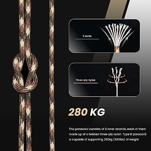 Abma Cord Paracord 620 lbs 4mm 9 Strands 100% Nylon 30M - Desert Storm, Military-desert Storm, 30 Meters - Image 3