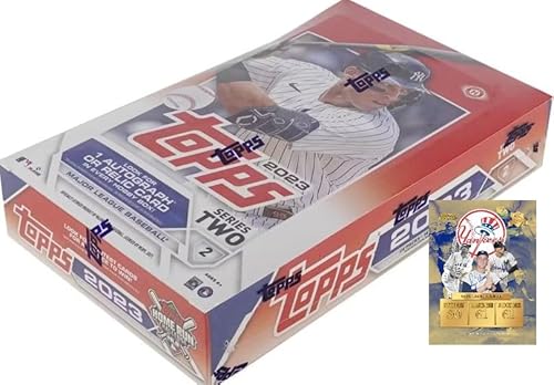 Brand New 2023 Topps Series 2 Baseball Factory Sealed Hobby Box (336 Cards) - One Autograph Or Memo. Card And 1 Silver Pack Per Box - Chance For Anthony Volpe, Josh Jung Rookie Autograph Cards - Plus Novelty Aaron Judge Hr Record Card Shown #TOP6
