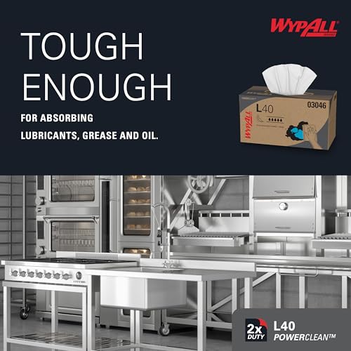 Kimberly-Clark Professional WYPALL L40 Scheibenwischer, 10,8 x 10, Pop-Up, Weiß, 90 Stück pro Box (03046)