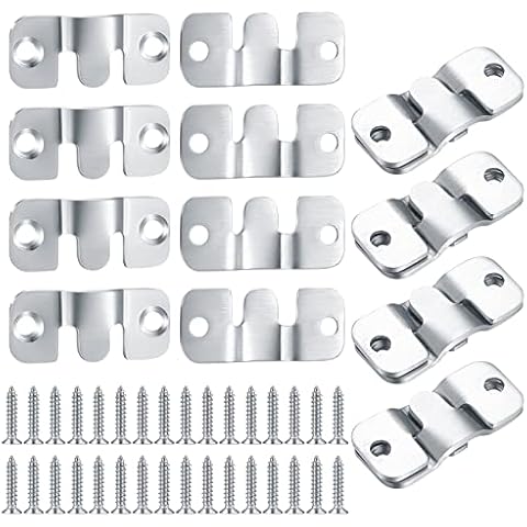 16 Pcs Flush Mount Brackets, Interlocking Photo Frame Hooks Brackets, Heavy Duty Stainless Steel Picture Hanging Z Clip Bracket for Picture Display Art Gallery Wall Mount Frame, with 32 Screws Cover