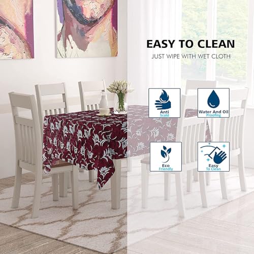 Image of Dakshya Industries PVC Waterproof Withoutlace Dining Table Cover (Size - 54X78 Inch) Rectangle 6 Seater Heat Rasistant Table Cloth (T12)