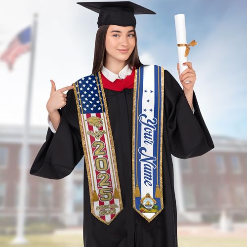 Mostefy Personalized Honduran Graduation Stole Sash 2025, Custom Honduras Grad Sash, Honor Stole for Graduation for Students3