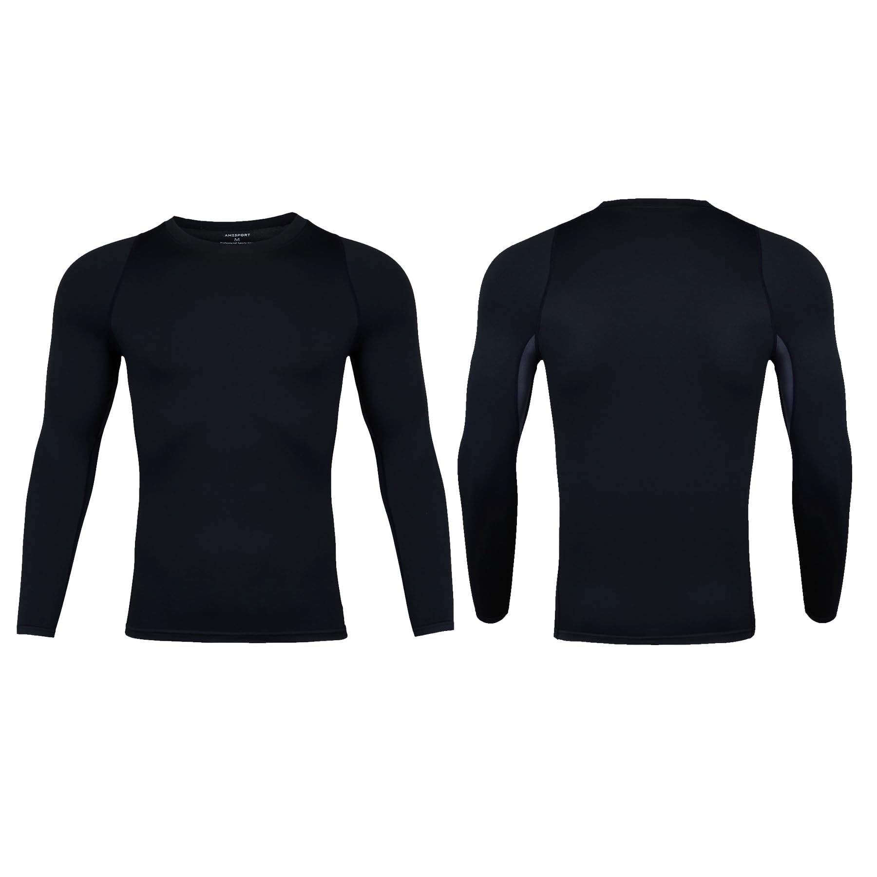 AMZSPORT 2 Pezzi Maglia Compressione Uomo Maglietta Termica Manica Lunga Maglie Sportiva Shirts Traspirante da Asciugatura Rapida Camicia Fitness Palestra