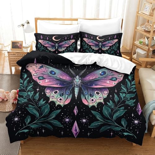 Housse de couette papillon magique 140x200 parure lit 3D microfibre