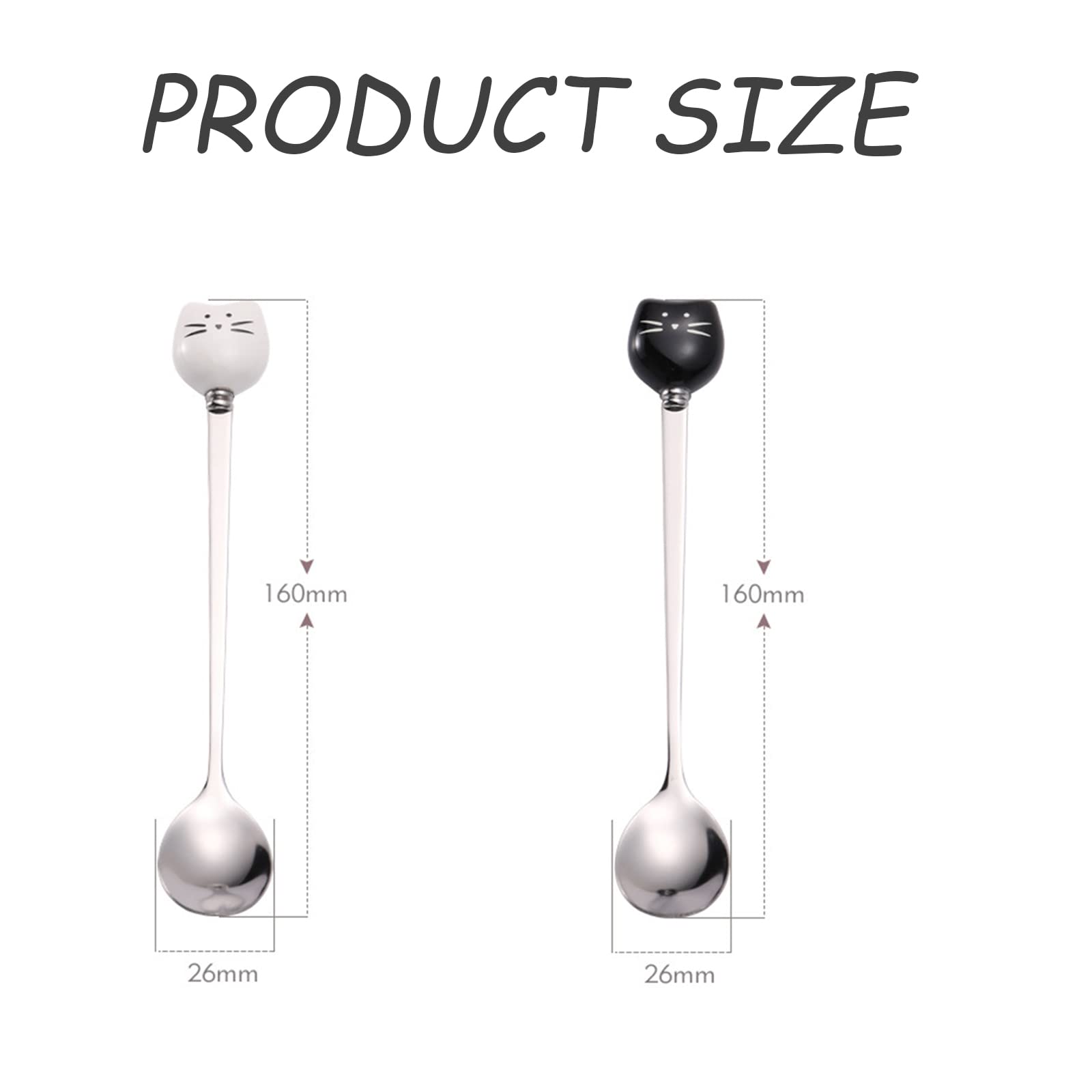Set 3 Cucchiaini Da Caff&egrave; A Zampa Di Gatto - Acciaio Inox 304 | Mini Cucchiai Per Dessert, T&egrave; E Caff&egrave;