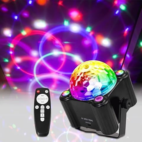 Disco Ball Party Lights Indoor/Outdoor- 9W Sound Activated LED Light Colorful DJ Strobe Light for Dance Parties/Rave Home/Club/Karaoke/Stage Light for Halloween Christmas Party Decorations Cover