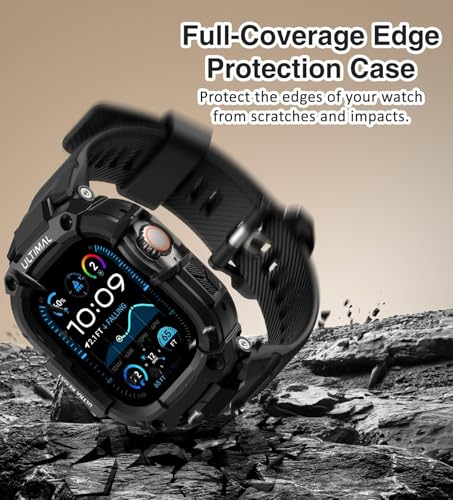 Image of ULTIMAL Rugged Band with Case for Apple Watch 49mm, Military-Grade Shockproof Protective Strap for Men, All-in-One Outdoor Sport Watch Band Compatible with Apple watch Ultra 3 /2 /1 (Black)