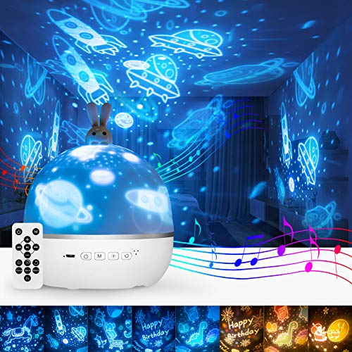 Star Night Light Projector, Baby Night Light for Kids with Timer Bluetooth Speaker & Remote Control, Ceiling Night Light Projector for Bedroom, Rotating Starry Sky Projector for Party Home Decoration