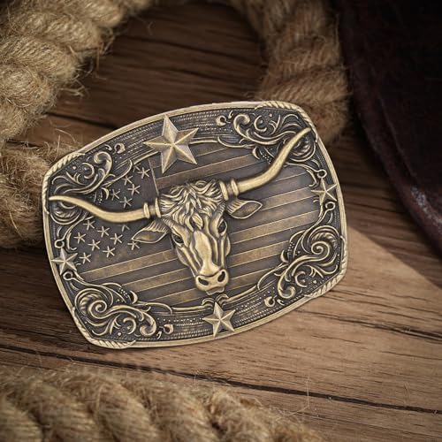 Image of Cowboy Belt Buckle for Men Longhorn Bull Belt Buckles Men Vintage Texas Buckle for Women Cowboy Cowgirl Belt Buckle