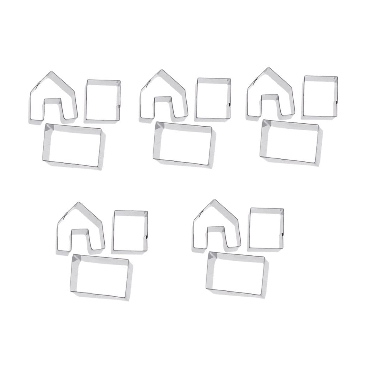 LABRIMP 15pcs Molde De Galletas Navideñas Cortador De Galletas De Casa De Jengibre Acero Inoxidable 5 Sets Decoración De Pasteles