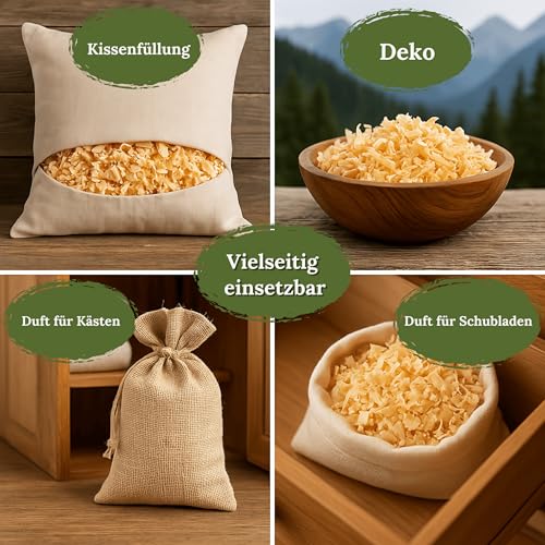 Waldklang Zirbenspäne 7 Liter - Zirbenholz aus Österreich - Füllmaterial für Kissen - Ideal für Holzdeko - Doppelt von Hand gesiebt