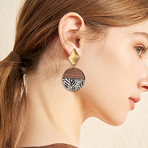 Boucles d'oreilles bois résine 35 mm lot de fabrication de bijoux DIY - 4