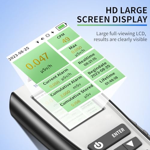 Image of Geiger Counter Nuclear Radiation Detector - Radiation Dosimeter with LCD Display, Portable Handheld β、α X-ray Rechargeable Radiation Monitor Meter